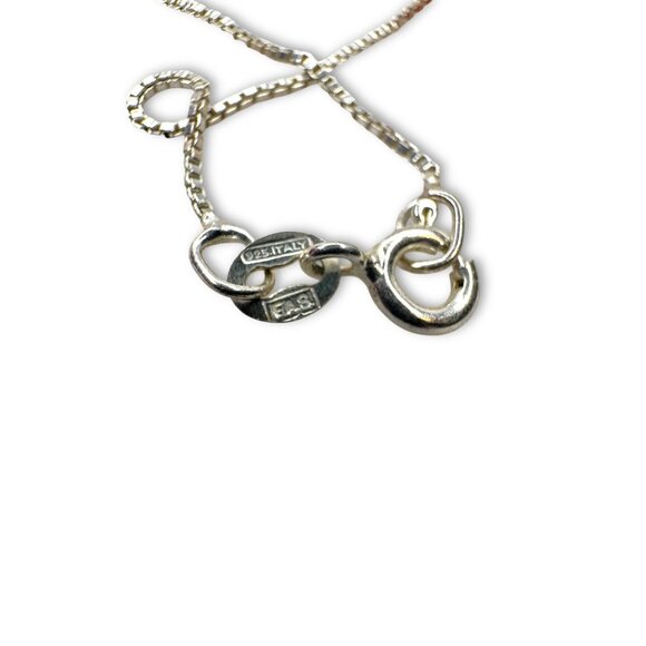 Vintage Amber Heart Pendant Necklace Sterling Silver Chain 19" Italy - Picture 3 of 6